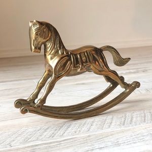 Vintage 1970 Solid Brass Rocking Horse Sculpture